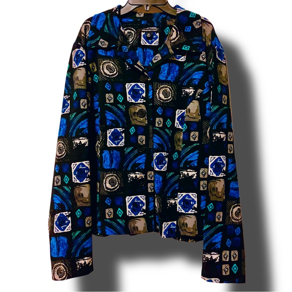 Women’s Vintage Multi-colored streetwear Briggs New York blazer. Size XL.